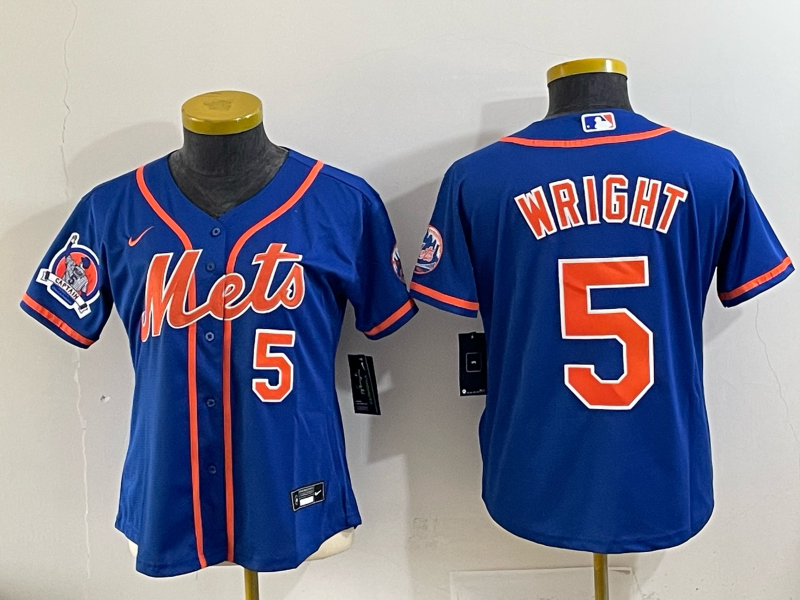 Youth New York Mets #5 Wright blue 2025 MLB Nike jersey 002